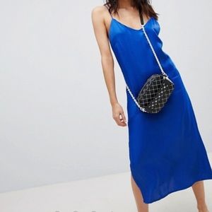 Brand New! Stradivarius Blue Slinky Cami Dress